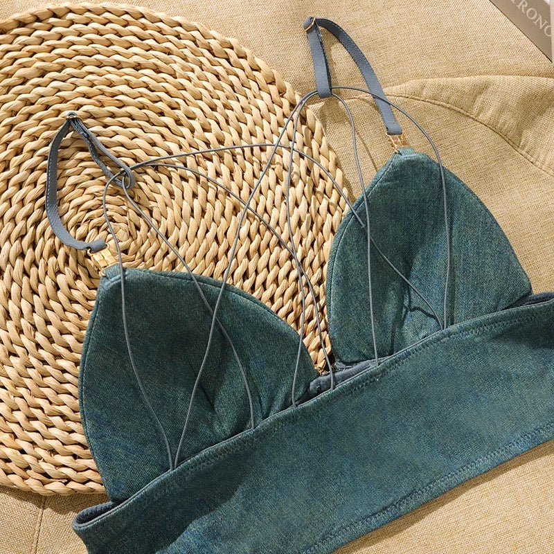 Ree Define Denim Bustier Top