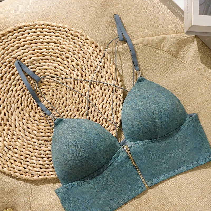 Ree Define Denim Bustier Top